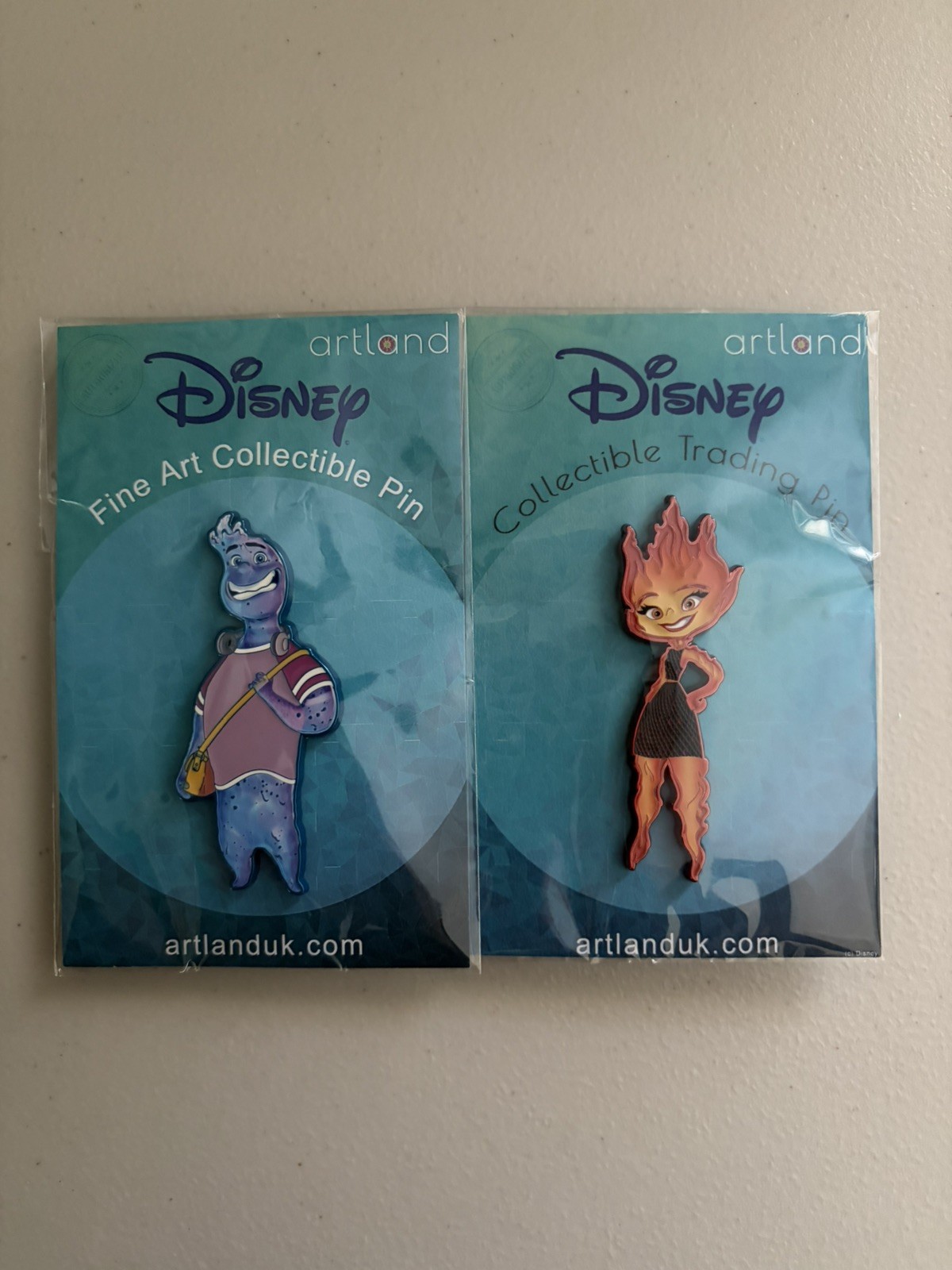 Disney Elemental Artland Collectible Trading Pin Set of 2 Ember & Wade LE 250 
