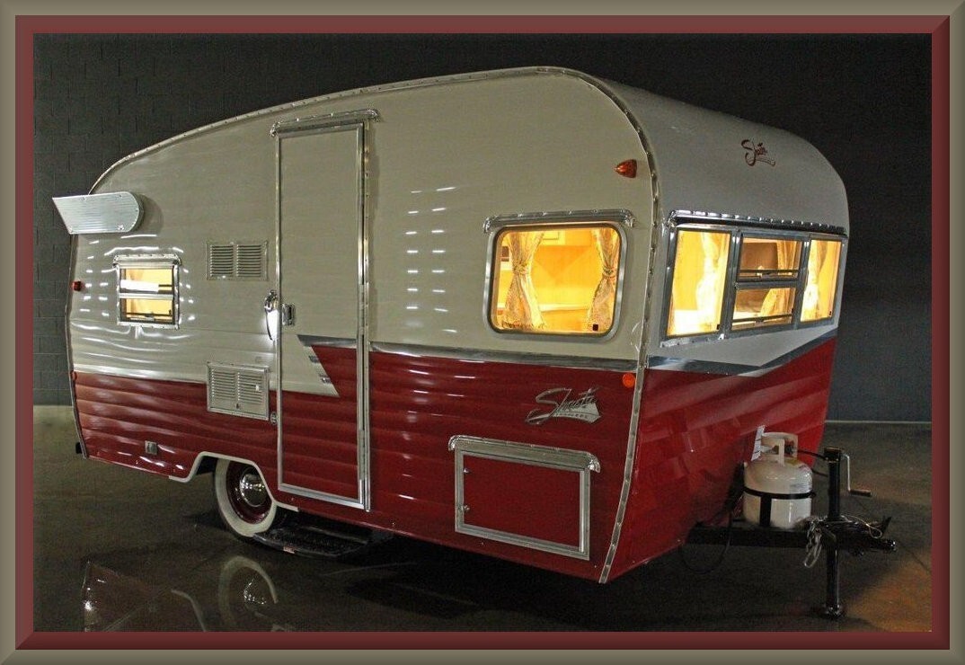 Vintage 1958 Shasta Travel Trailer Camper, Toolbox - Refrigerator Magnet, 42 MIL