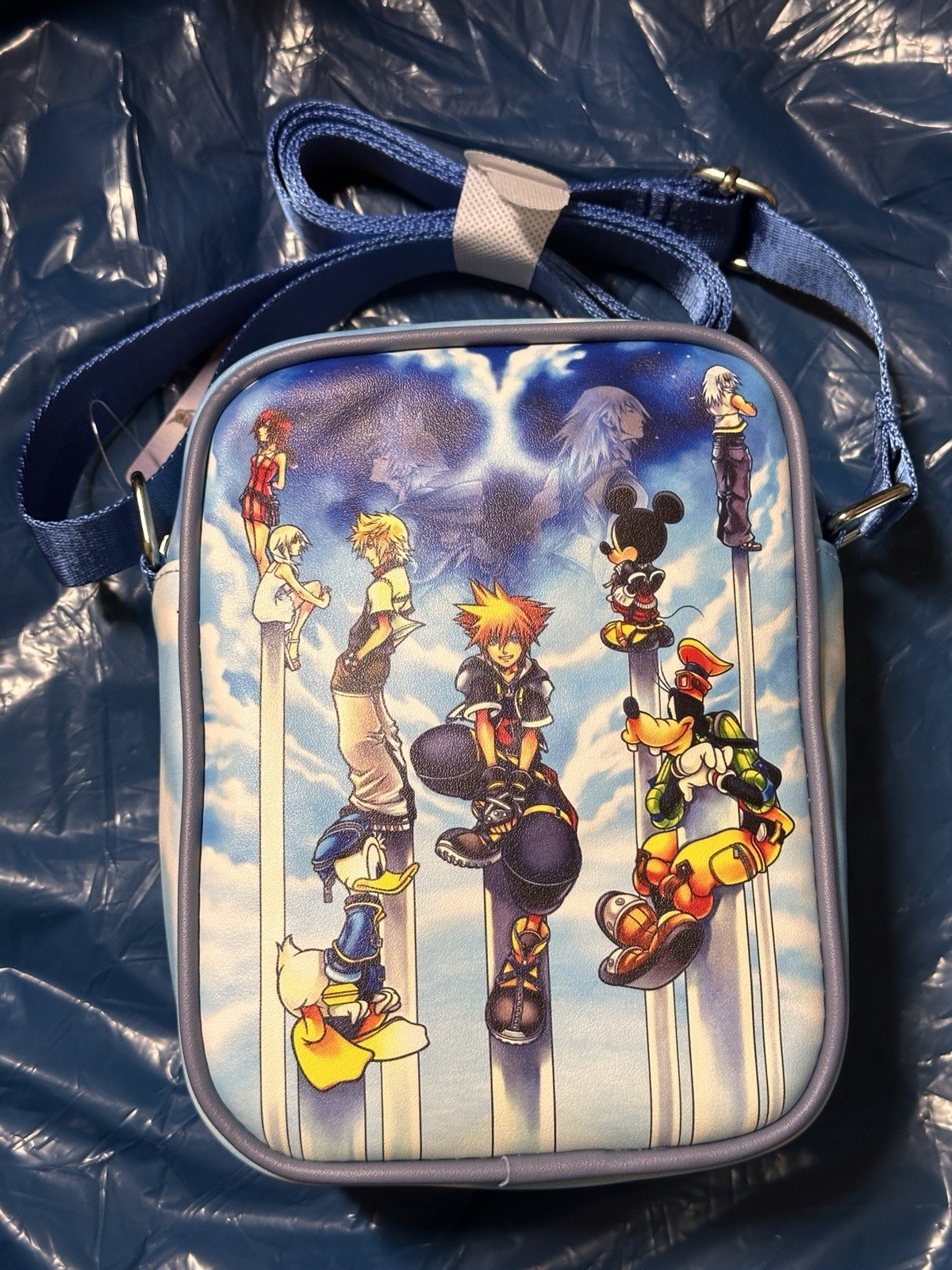 Disney Bag, Crossbody, Kingdom Hearts Character Group Pose, Blue, Vegan Leather