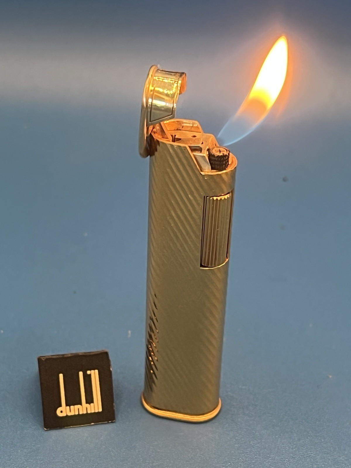 1970's  Dunhill Gold Plated TWIST LINE DRESS  Lighter,  Warrantied