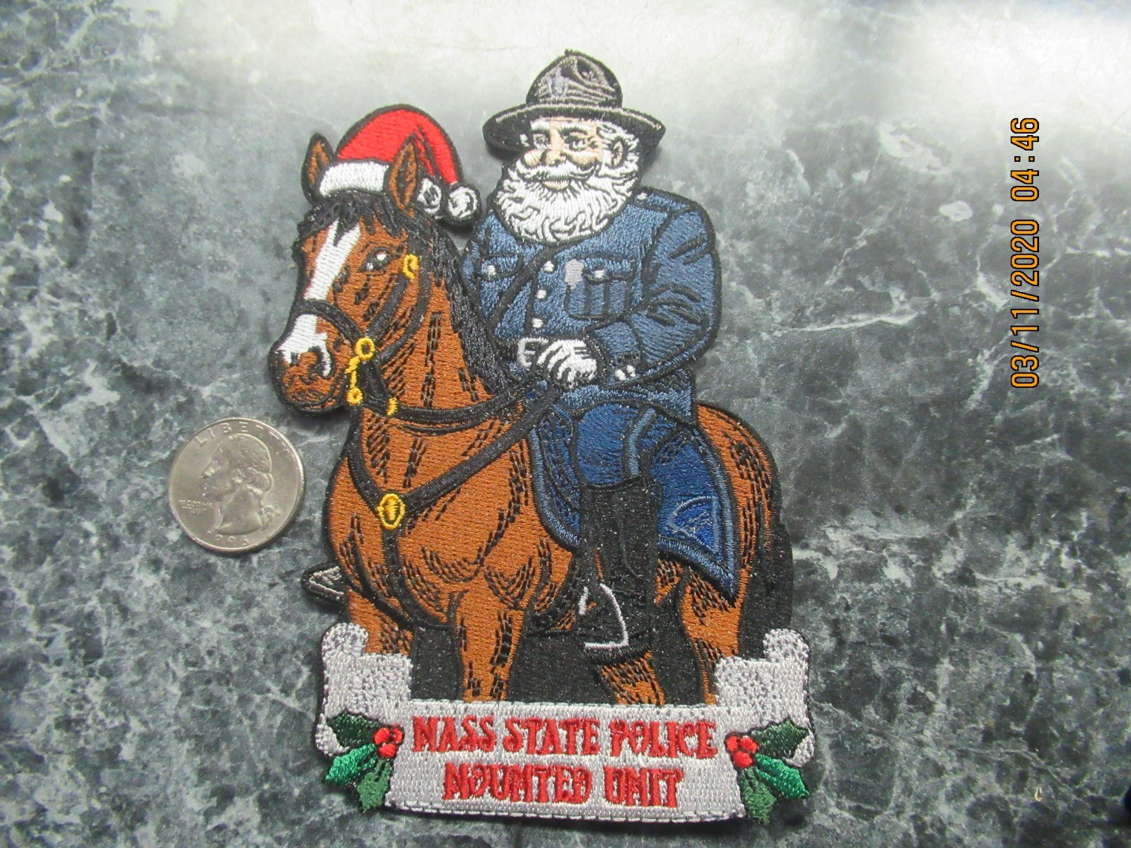 massachusetts state police mounted unit christmas patch for display only rare
