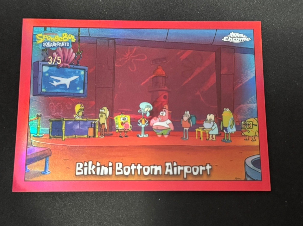 2025 Topps Chrome SpongeBob - Bikini Bottom Airport TRUE Red Refractor 3/5 #149