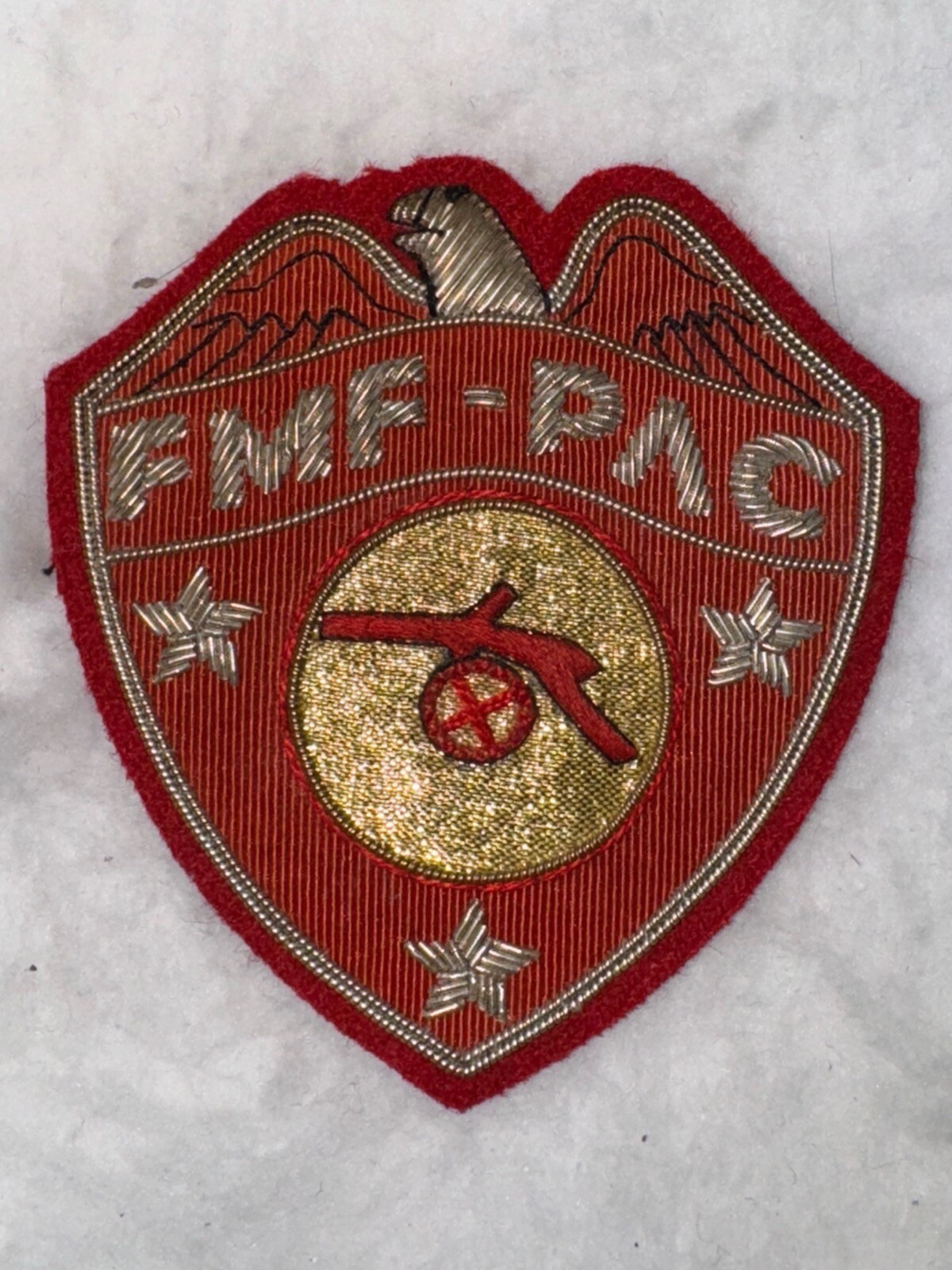 FMF-PAC Fleet Marine Force Pacific-Artillery-Bullion - Hand-Embroidery,USMC