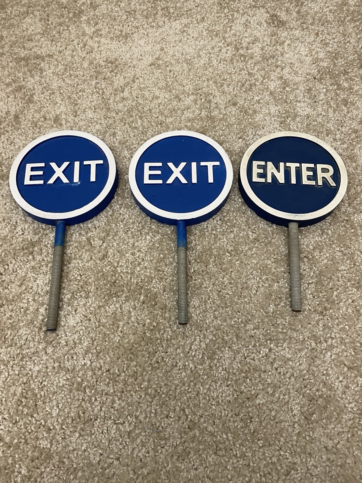 Vintage Disney World Parking Tram Signs Enter Exit Prop Lot Set Of 3 Rare