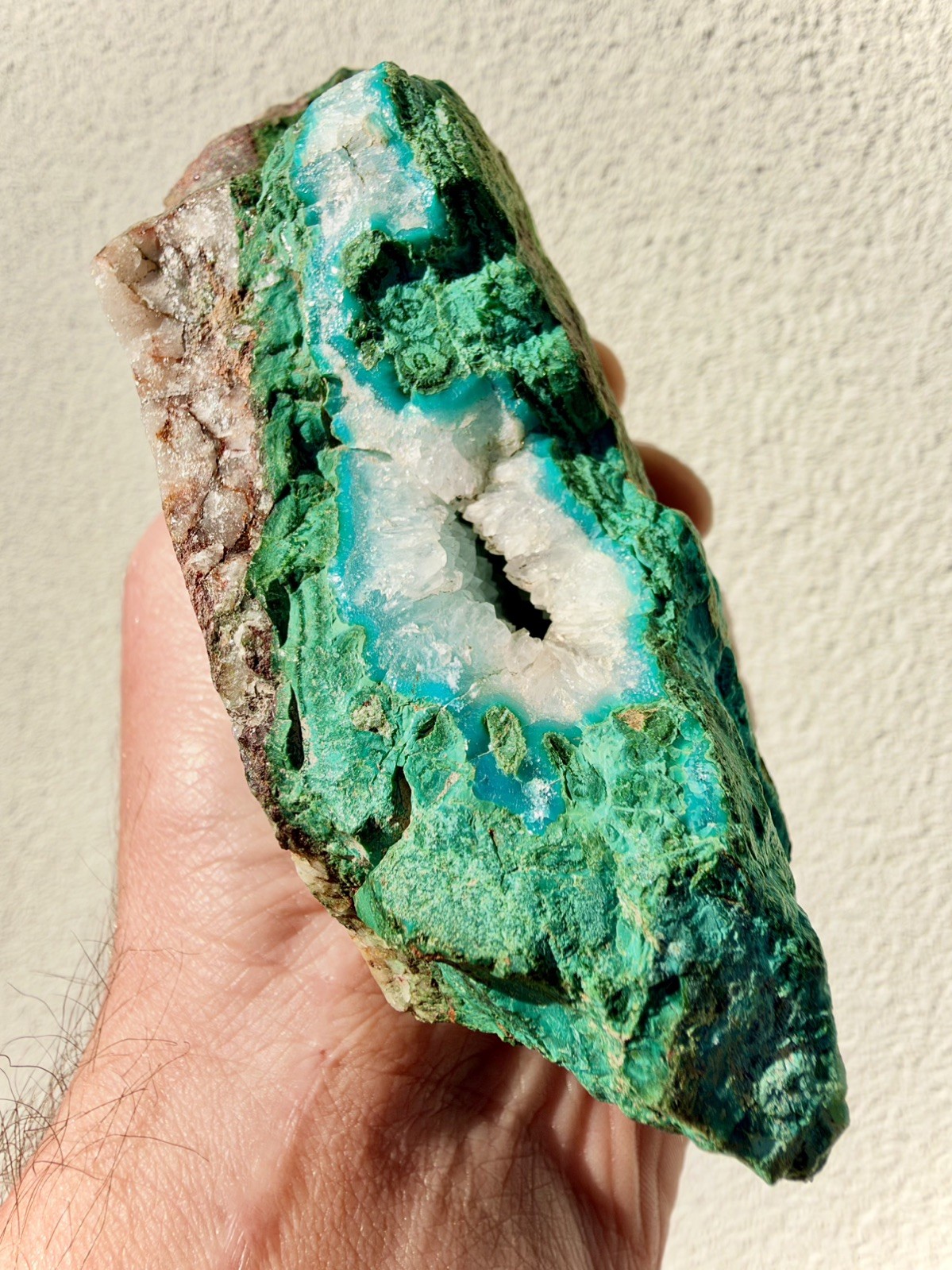 581 Gram: Gem Silica Chrysocolla, Malachite, Cuprite, Quartz Rough Vein from DRC