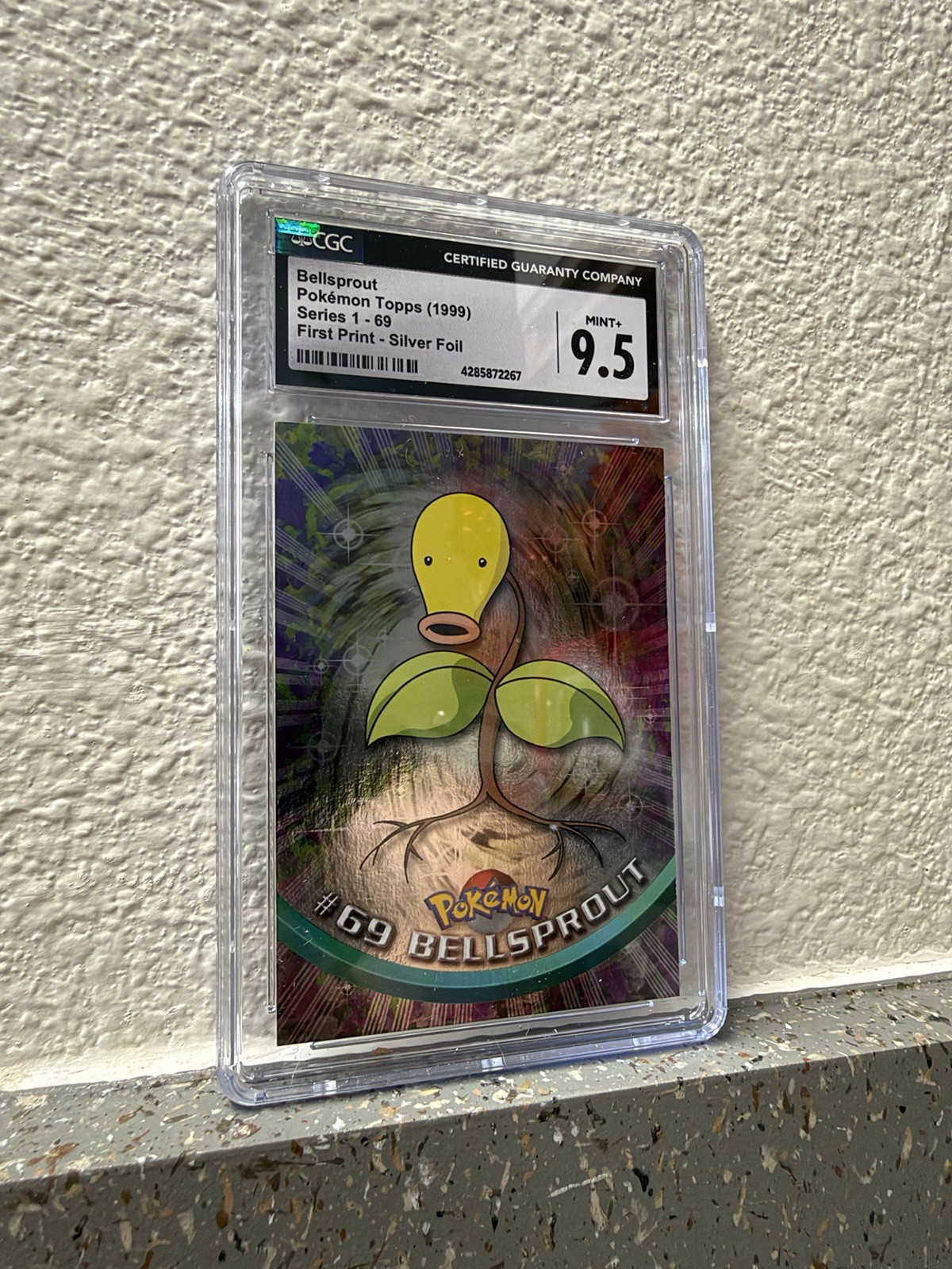 POP 1 1999 Pokemon Topps Bellsprout #69 Silver Foil 1st Print CGC 9.5 MINT+