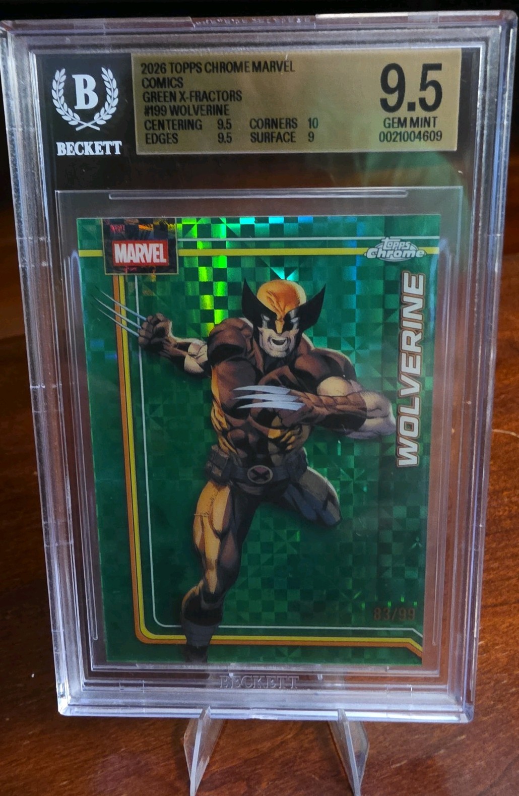 2026 Topps Chrome Marvel Green x Fractors #199 Wolverine /99 BGS 9.5 Low Pop