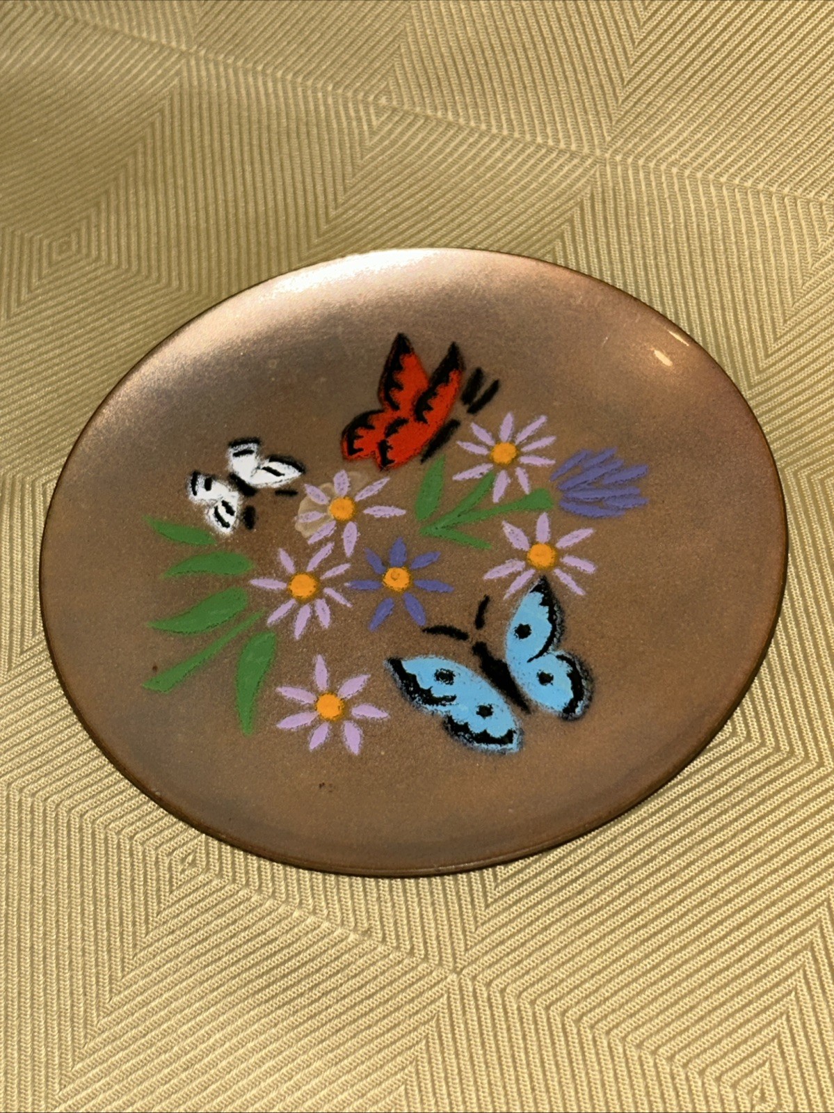 Vintage Annemarie Davidson Enamel on Copper Butterfly Plate 6