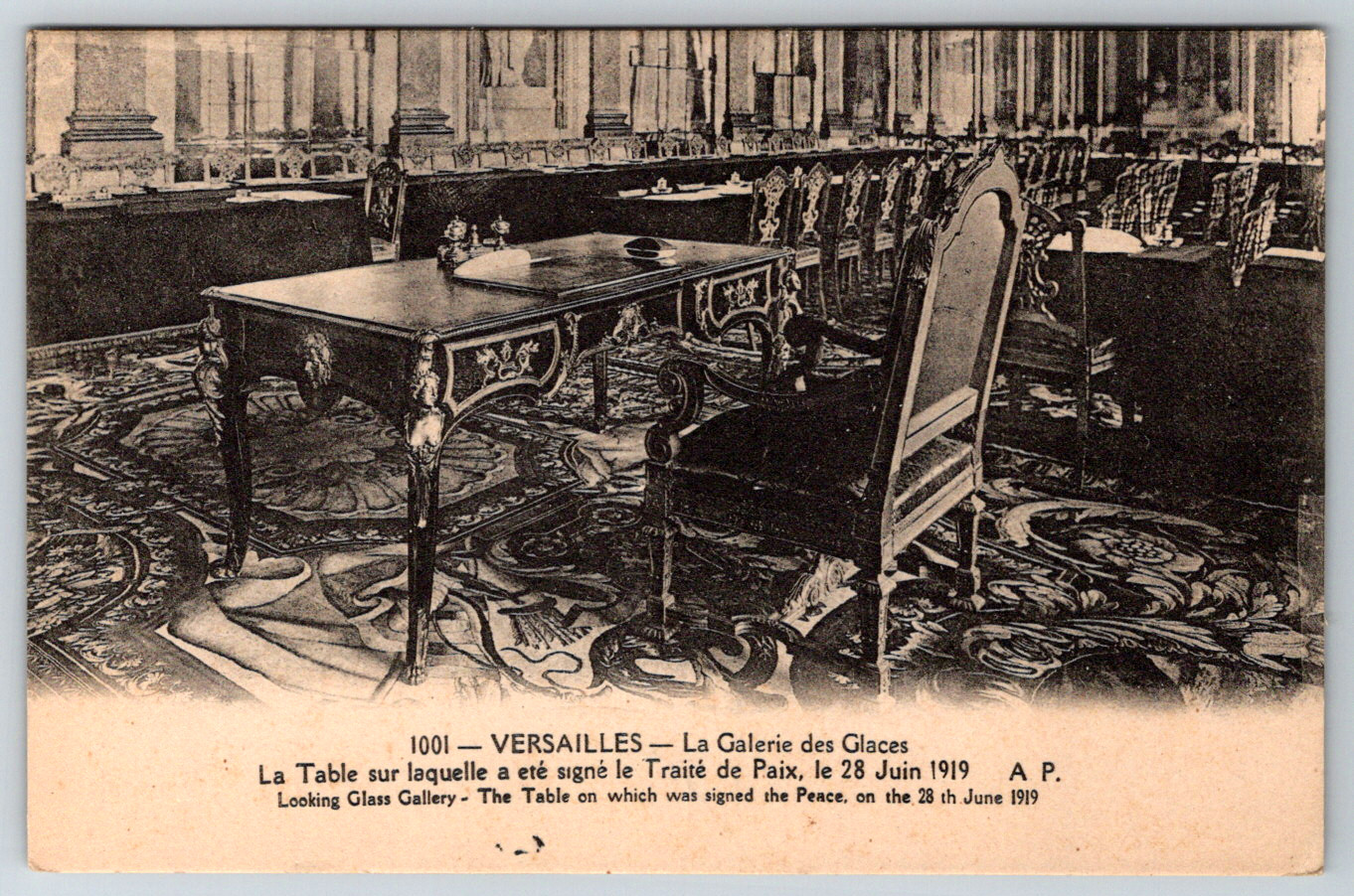 c1910s Versailles La Galerie Des Glaces Table France Antique Postcard