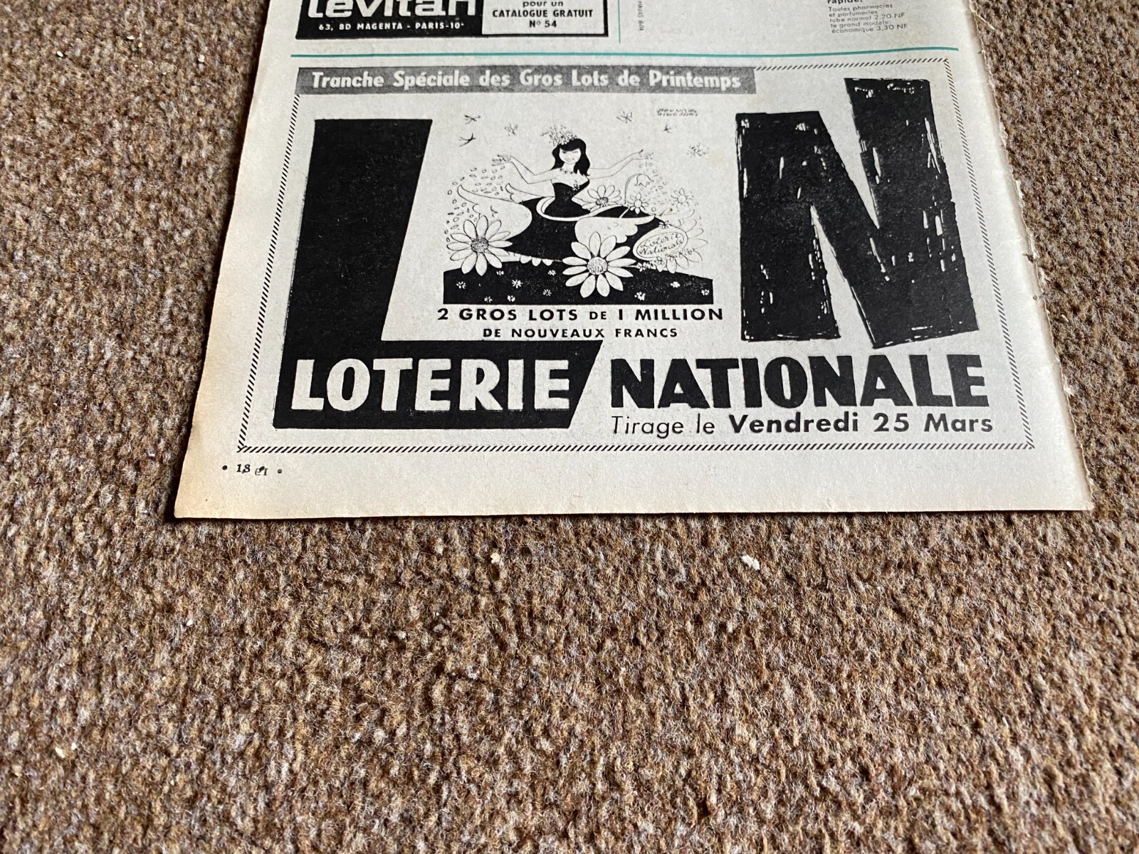 VBK37 1960\'S FRENCH ADVERT 5X8 LOTERIE NATIONALE