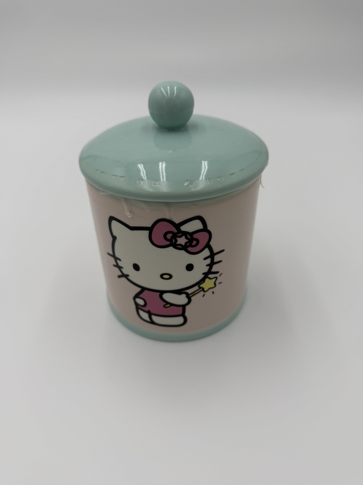 NEW Sanrio Hello Kitty Magic Wand Canister Cookie Jar Pale Pink Blue Lid Taped
