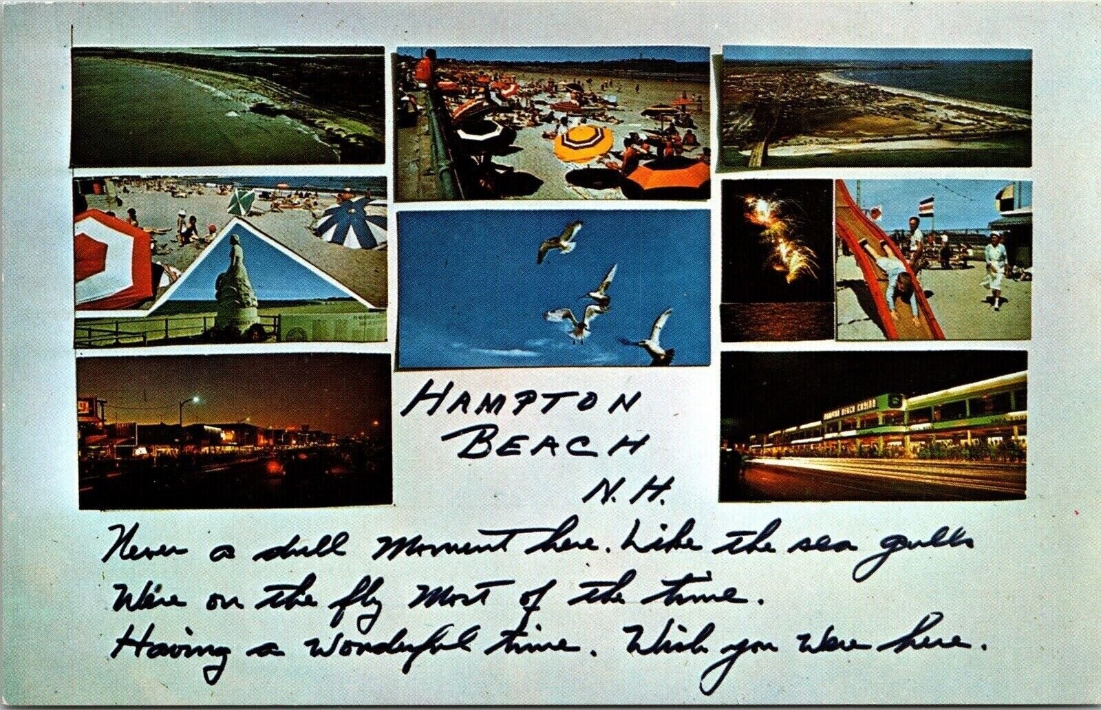 Hampton Beach New Hampshire Scenic Multi View Beaches Chrome Postcard