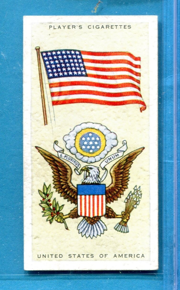 1936 JOHN PLAYER & SONS NATIONAL FLAGS AND ARMS TOBACCO CARD #46 USA
