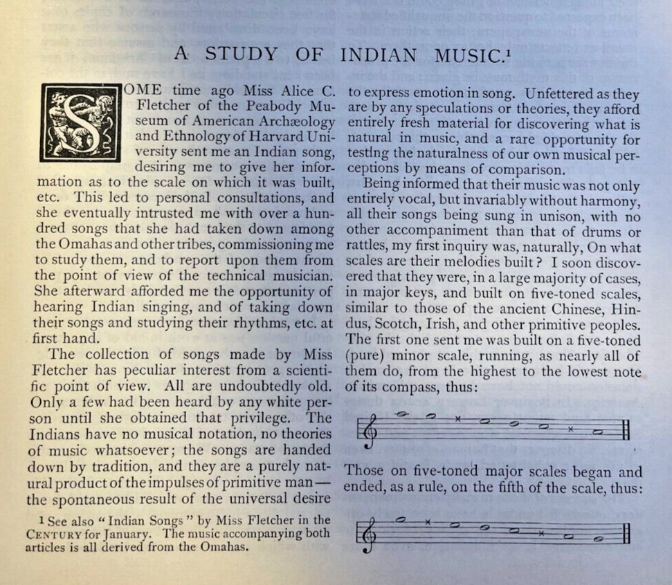 1894 Native American Alice C. Fletcher Peabody Museum Music Omaha Indians