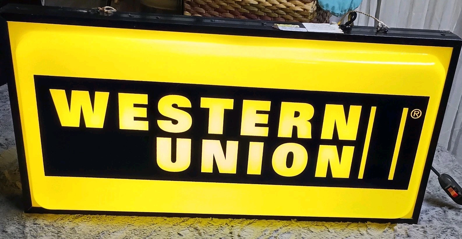 Vtg Western Union Double Sided Lighted Sign Everbrite Inc. 12