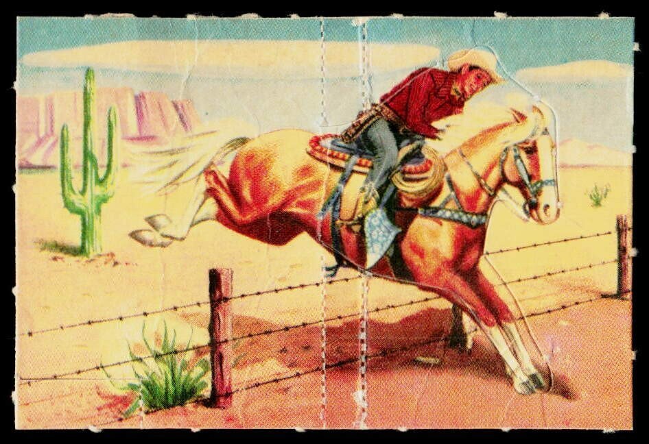 1953 Post Roy Rogers Pop-out Card #29 Trigger Jumps A Fence ***POOR***