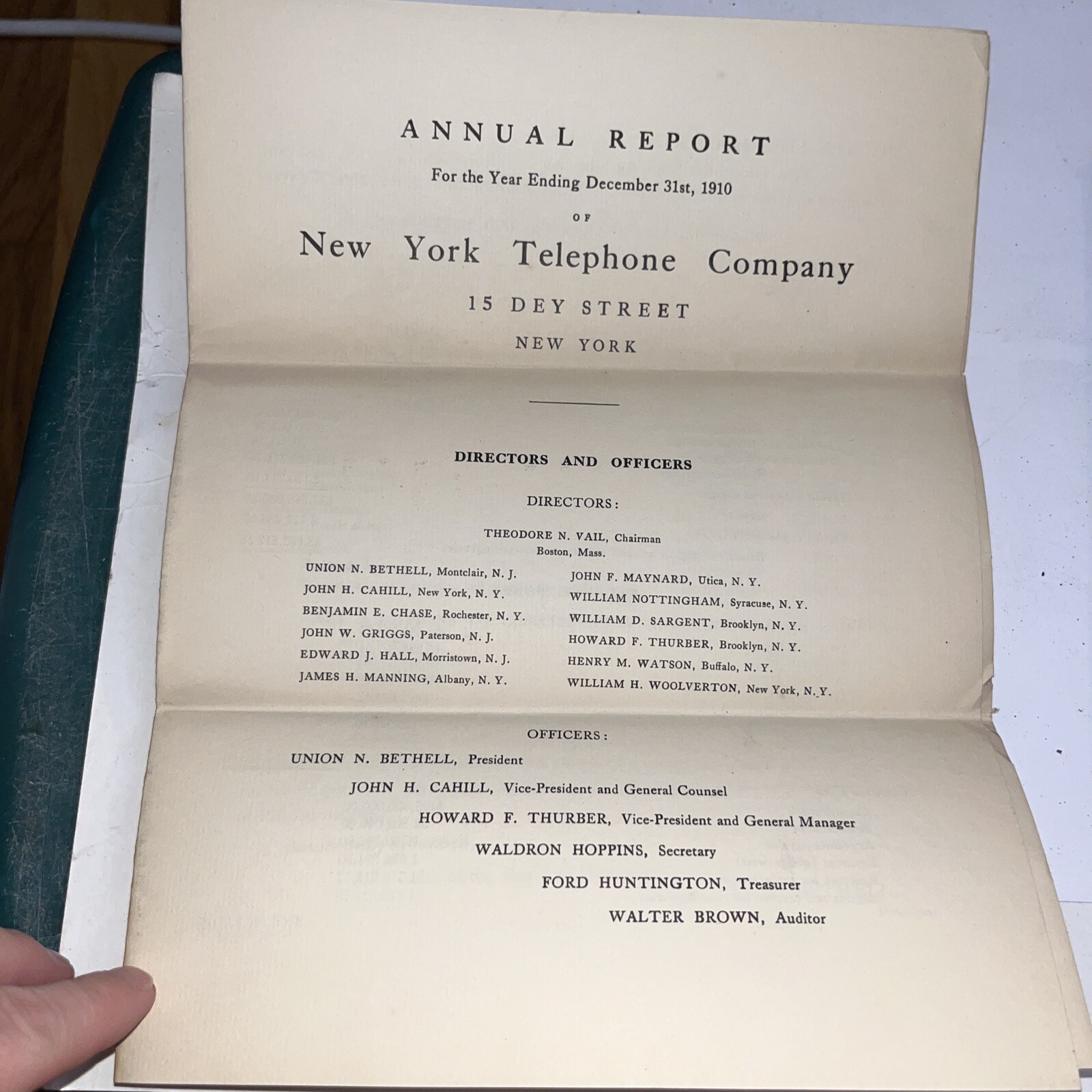 Antique 1910 Annual Report for the New York Telephone Company