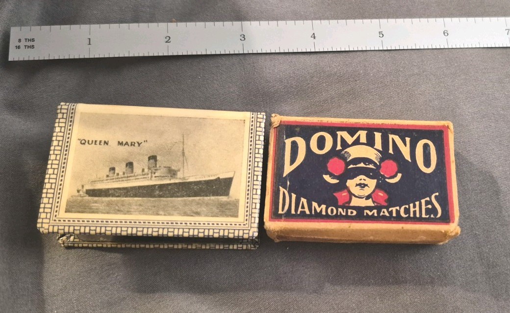 Vintage 1930s White Star RMS QUEEN MARY Matchbox Cover W/Matchbox