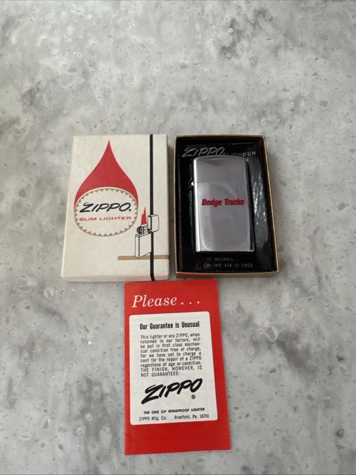 1968 Zippo Slim Dodge Trucks Lighter New Unstruck In Box W/ Papers Rare