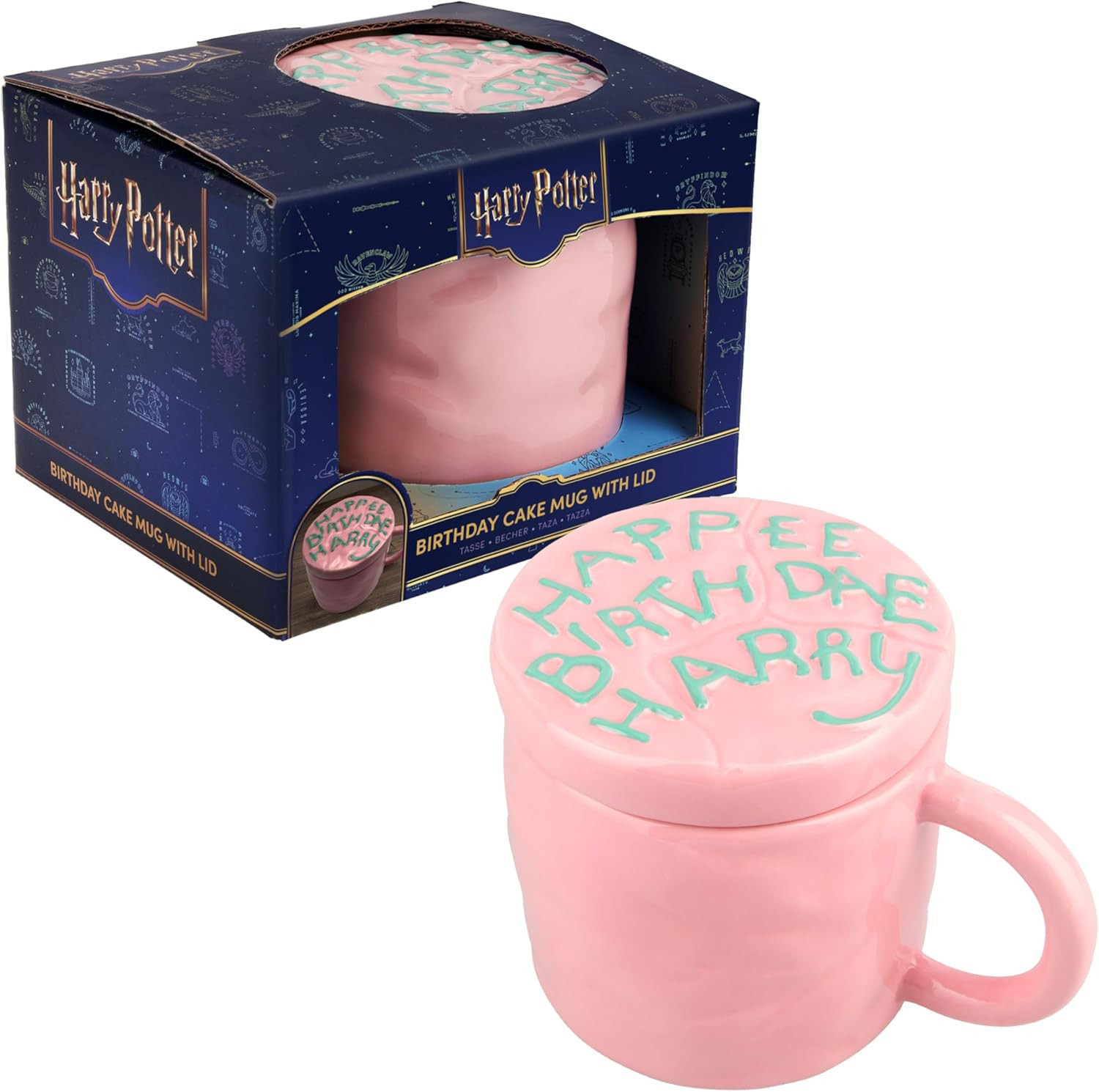 Harry Potter Happee Birthdae Cake‑Shaped Mug with Lid, 400Ml Ceramic Collectible
