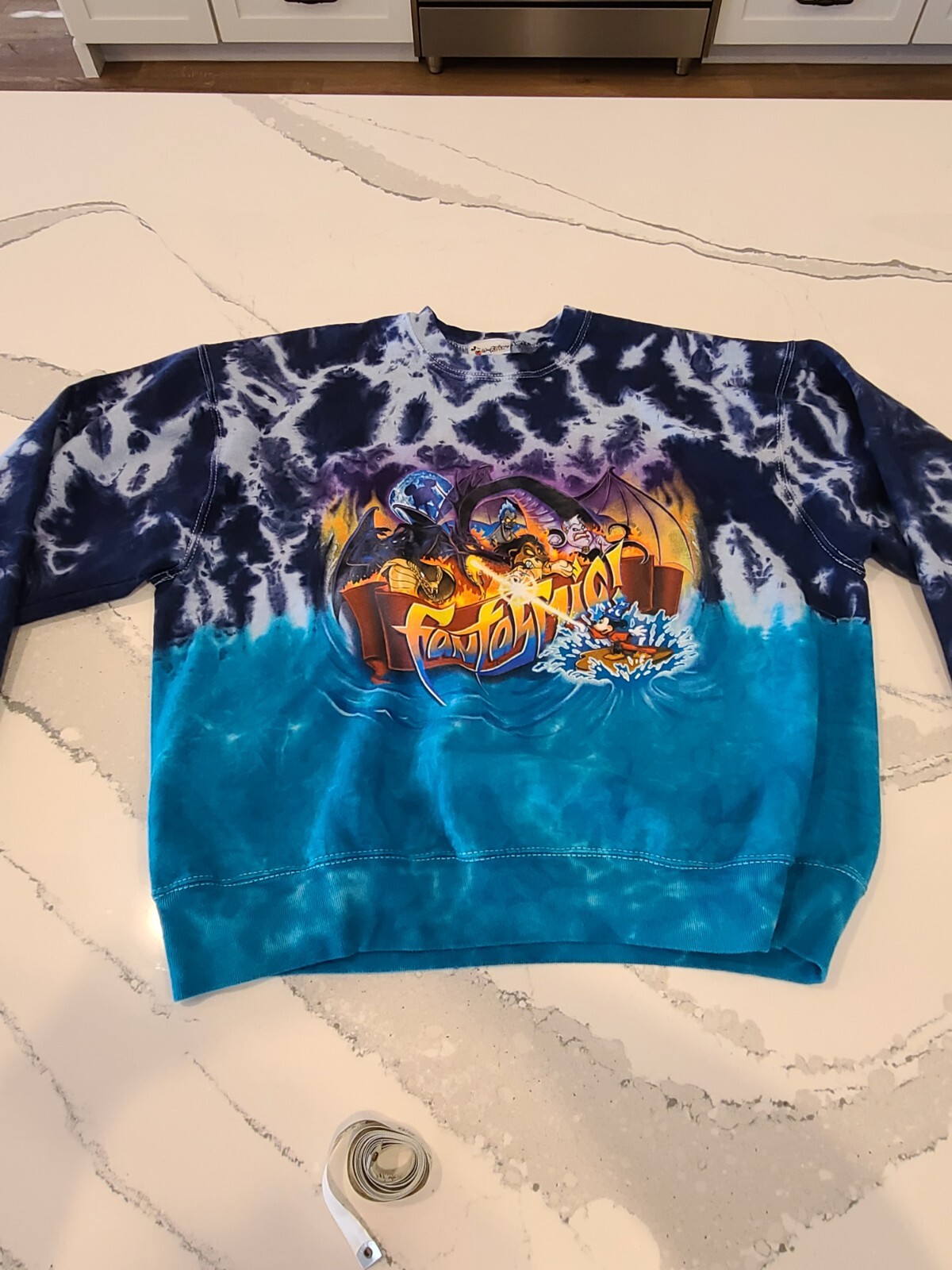 Vintage Fantasmic Disney  Sweater XL Rare 90s Tye Dye Blue Villains MGM Retro