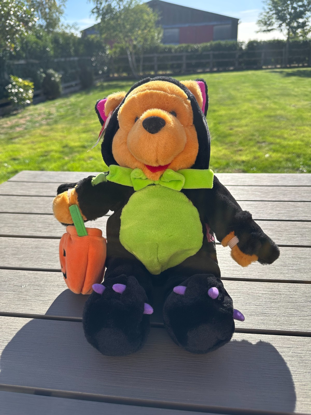 Vintage 2001 Disney Store Scaredy Cat Pooh 14” Halloween Plush With Tag