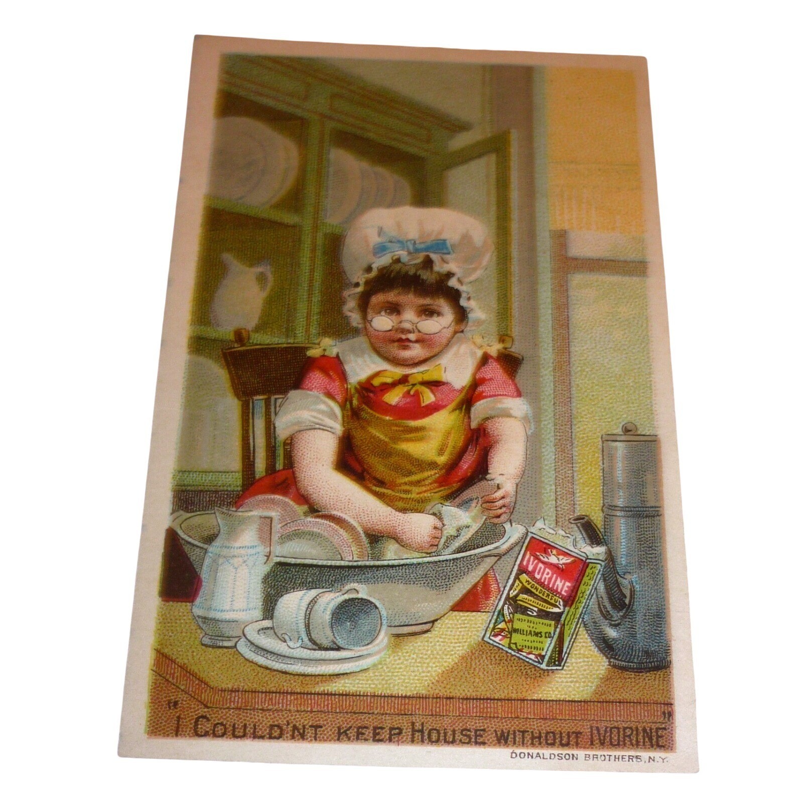 Antique Victorian Trade Card Ivorine Soap J.B. Williams Co CT Child Litho 1880s