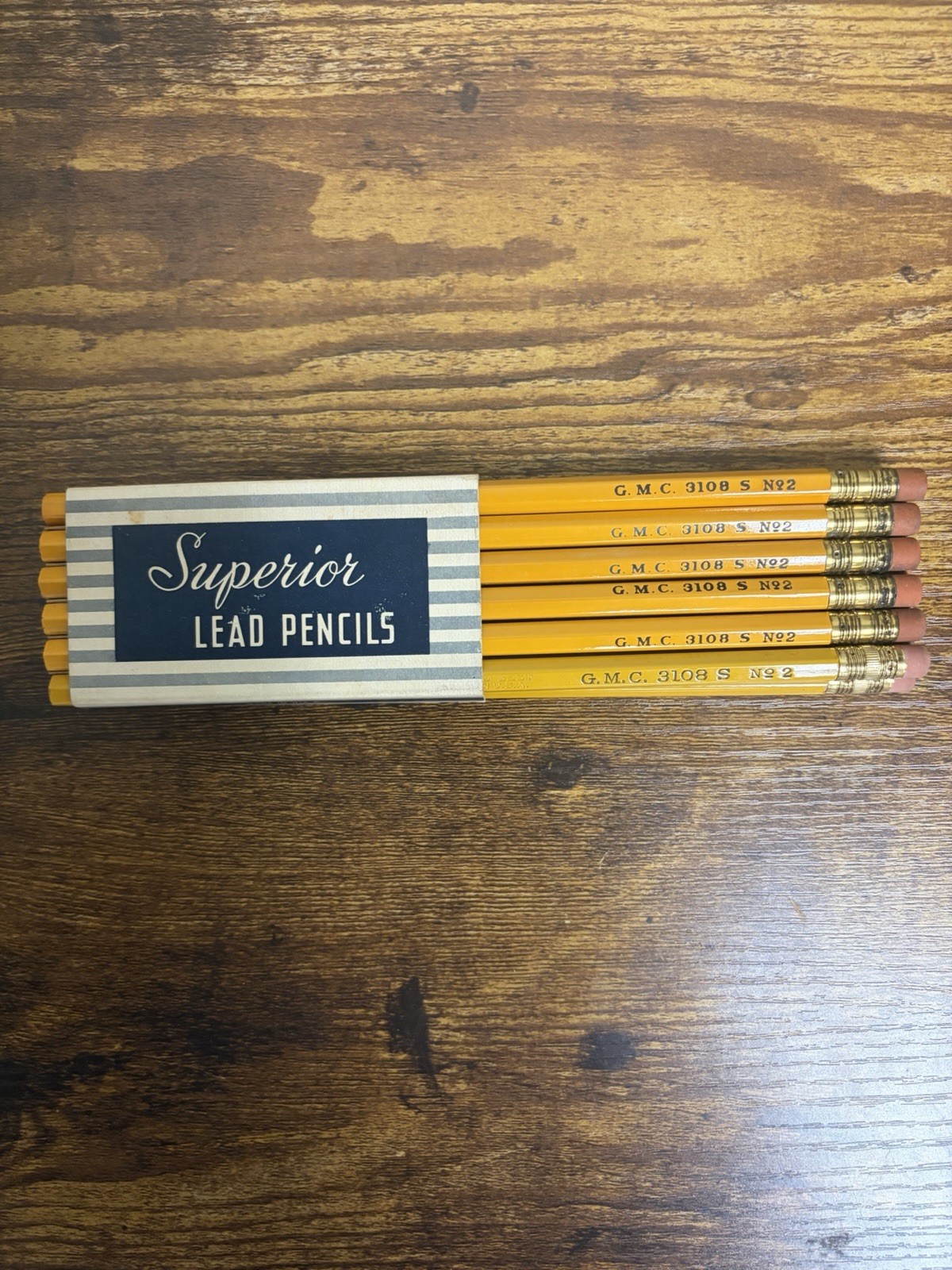 Vintage Superior Lead Pencils No 2 GMC 3108 S Unsharpened Box Set Dozen 12 Pack
