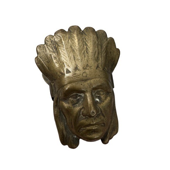 Antique Brass Native American Chief Paperclip 2\