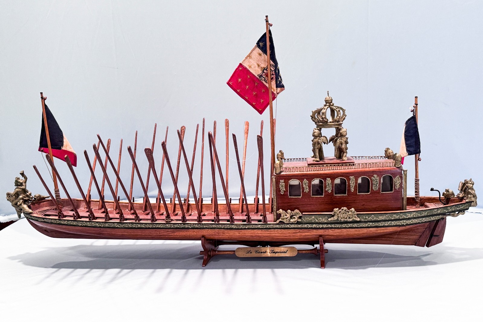Antique Handmade Wood Ship Model of the Napoleon Imperial Barge Waterloo Battle