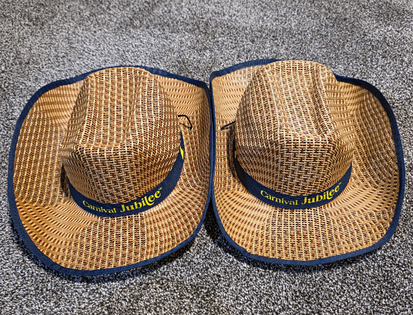 2x Carnival Jubilee Inaugural Cruise Cowboy Hats Set Pair Houston Galveston 2023