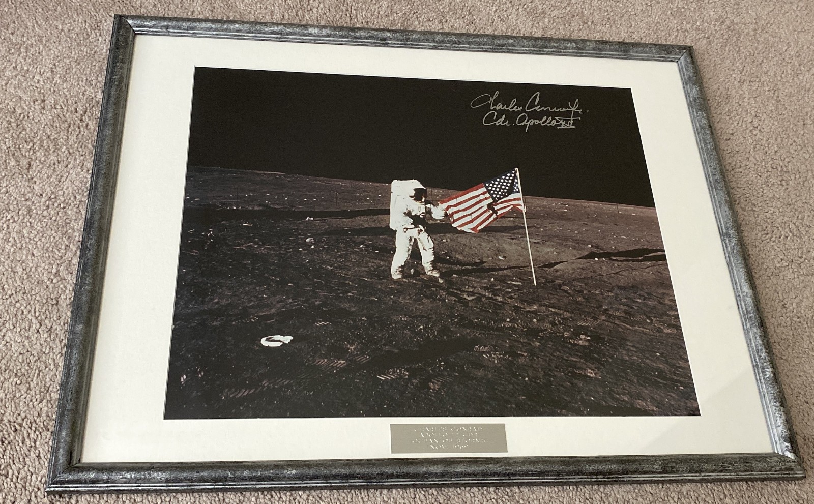 Apollo 12 Nasa Astronaut Charles Conrad Signed/Autographed Picture On Moon