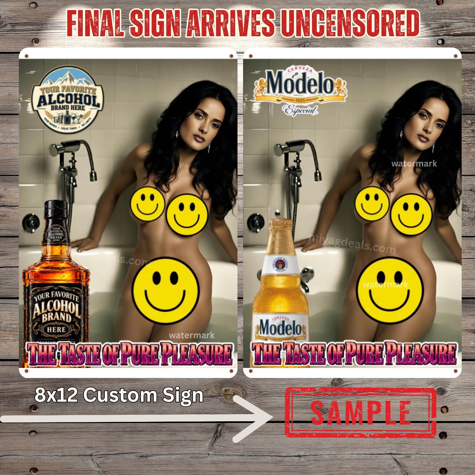 Salma Hayek Alcohol Custom Metal Sign Tequila Whiskey Rum Beer Sign any Brand