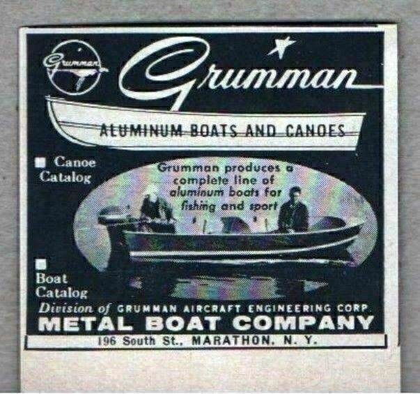 1956 Print Ad Grumman Aluminum Boats & Canoes Metal Boat Co Marathon,NY
