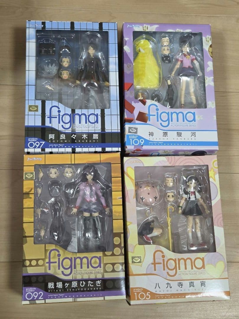 figma Bakemonogatari Set of 4 Araragi Hitagi Mayoi Suruga Anime Figures Japan