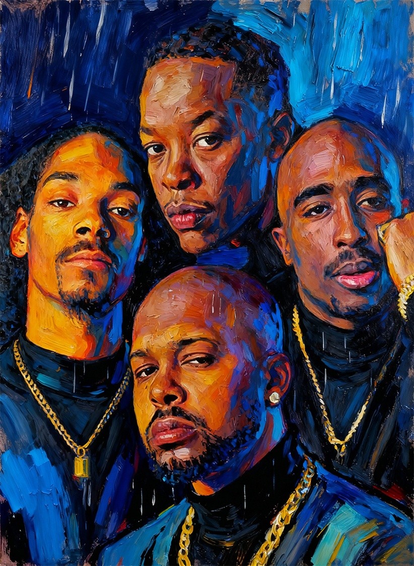 2pac, Snoop Dogg, Dr. Dre Vibe Magazine Death Row Art Card Print PZ Signed /30