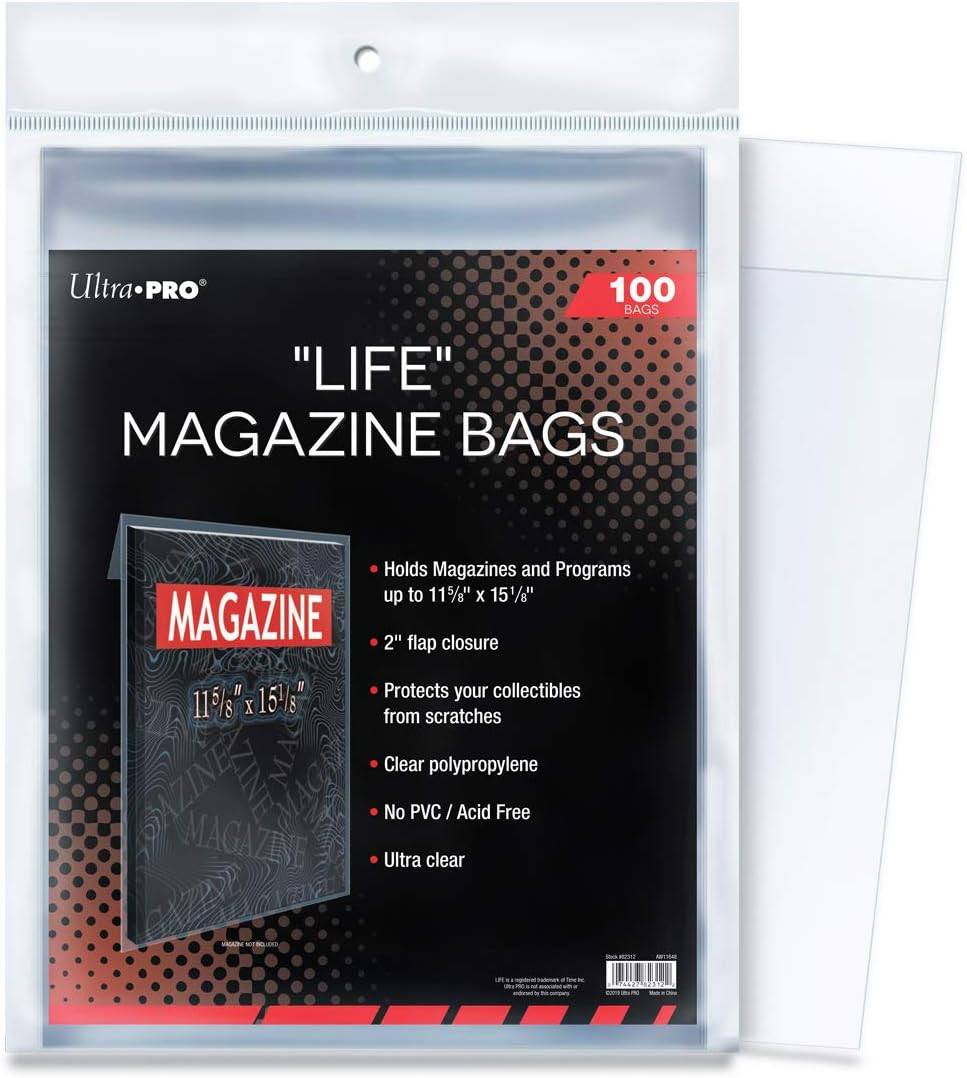 Life Magazine Bags Clear Protective Sleeves – 100 Pack