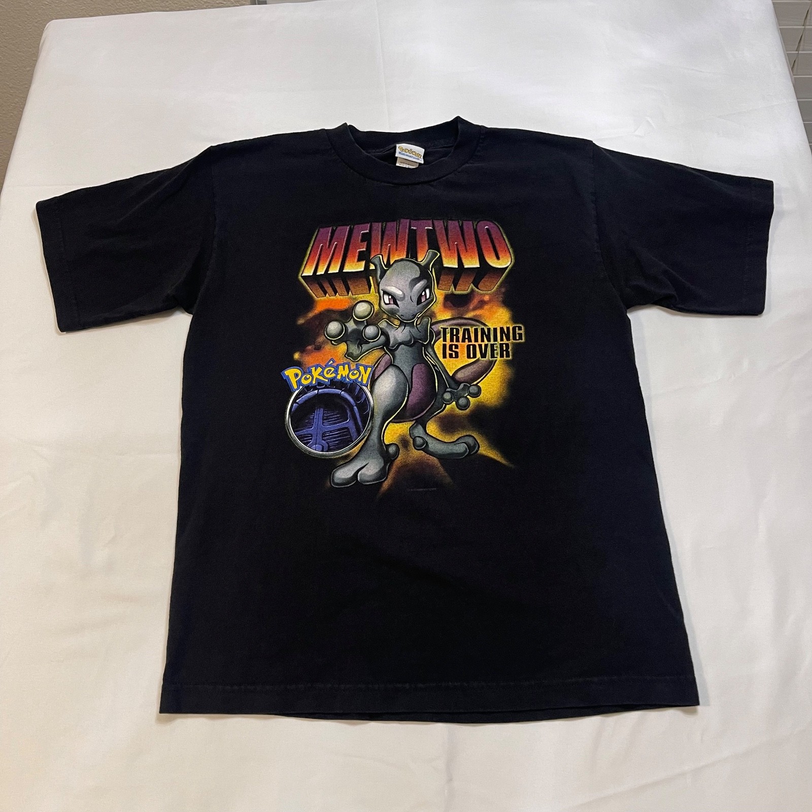 Vintage RARE 1999 Pokemon Mewtwo Training Is Over T Shirt Youth XL Nintendo 90s