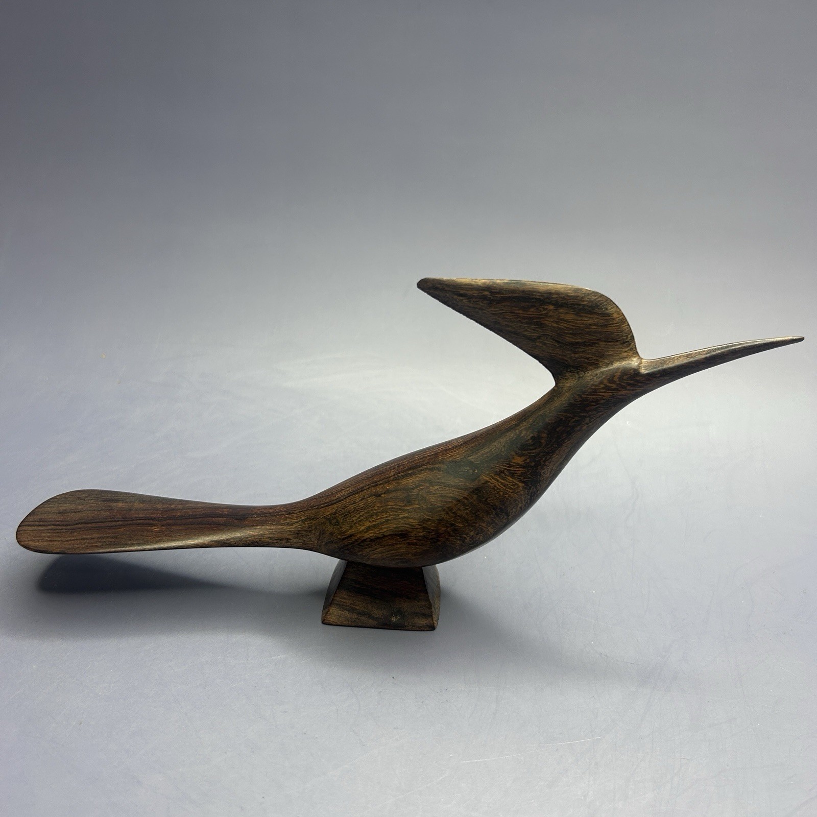 Vintage Mexican Ironwood Roadrunner Bird Carving MCM Southwestern 9.5”