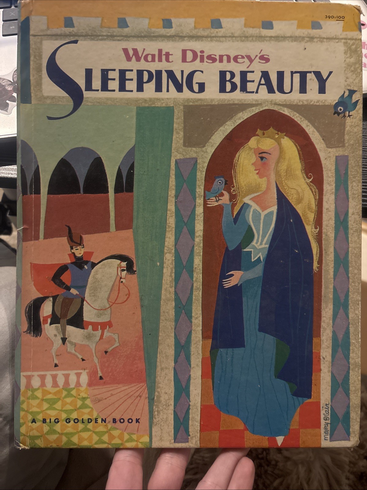 1958 Walt Disney Sleeping Beauty Big Golden Book Mary Blair Vintage Hardcover