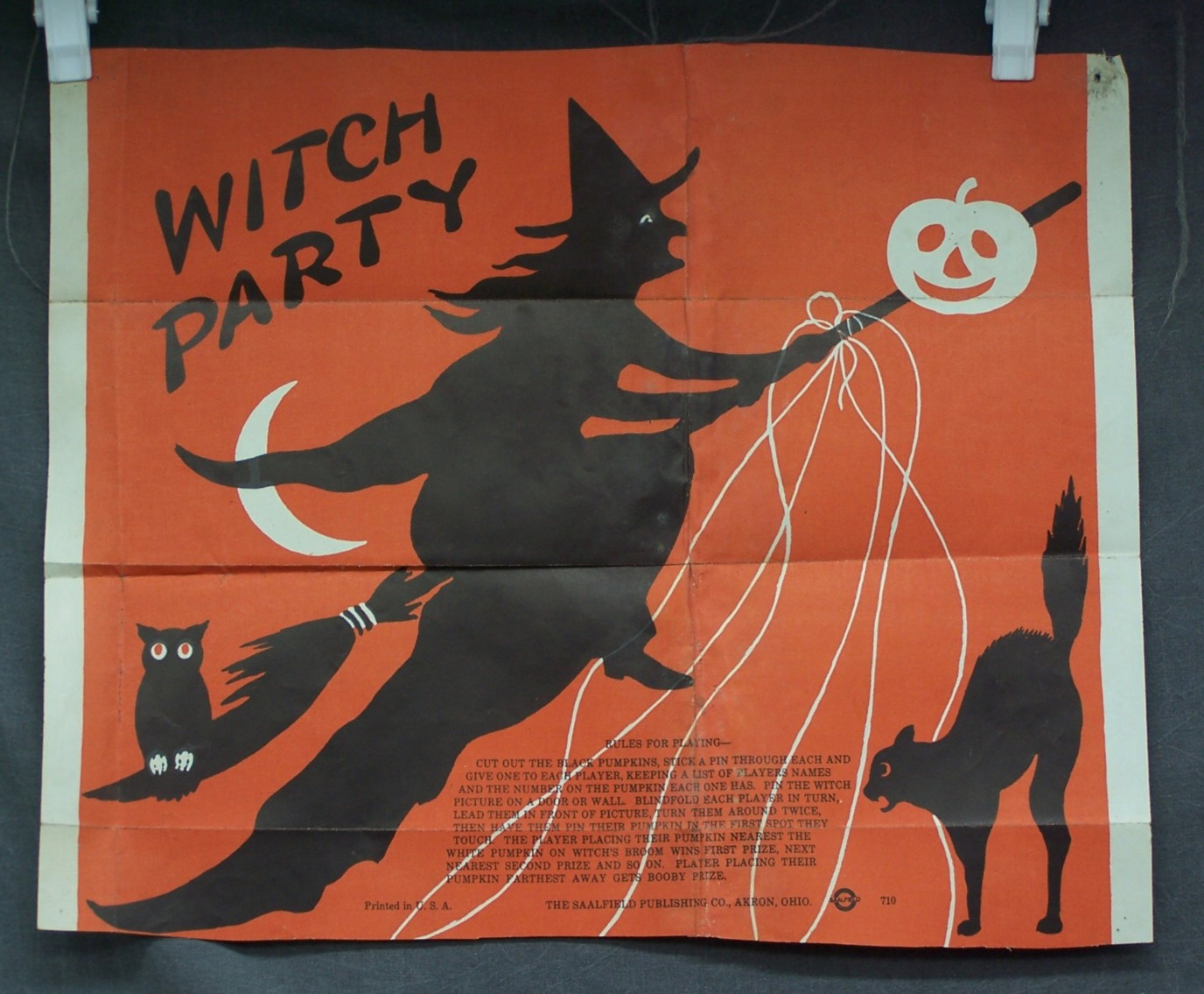 Rare Vintage Halloween Game Witch Party Saalfield Publishing Akron Ohio