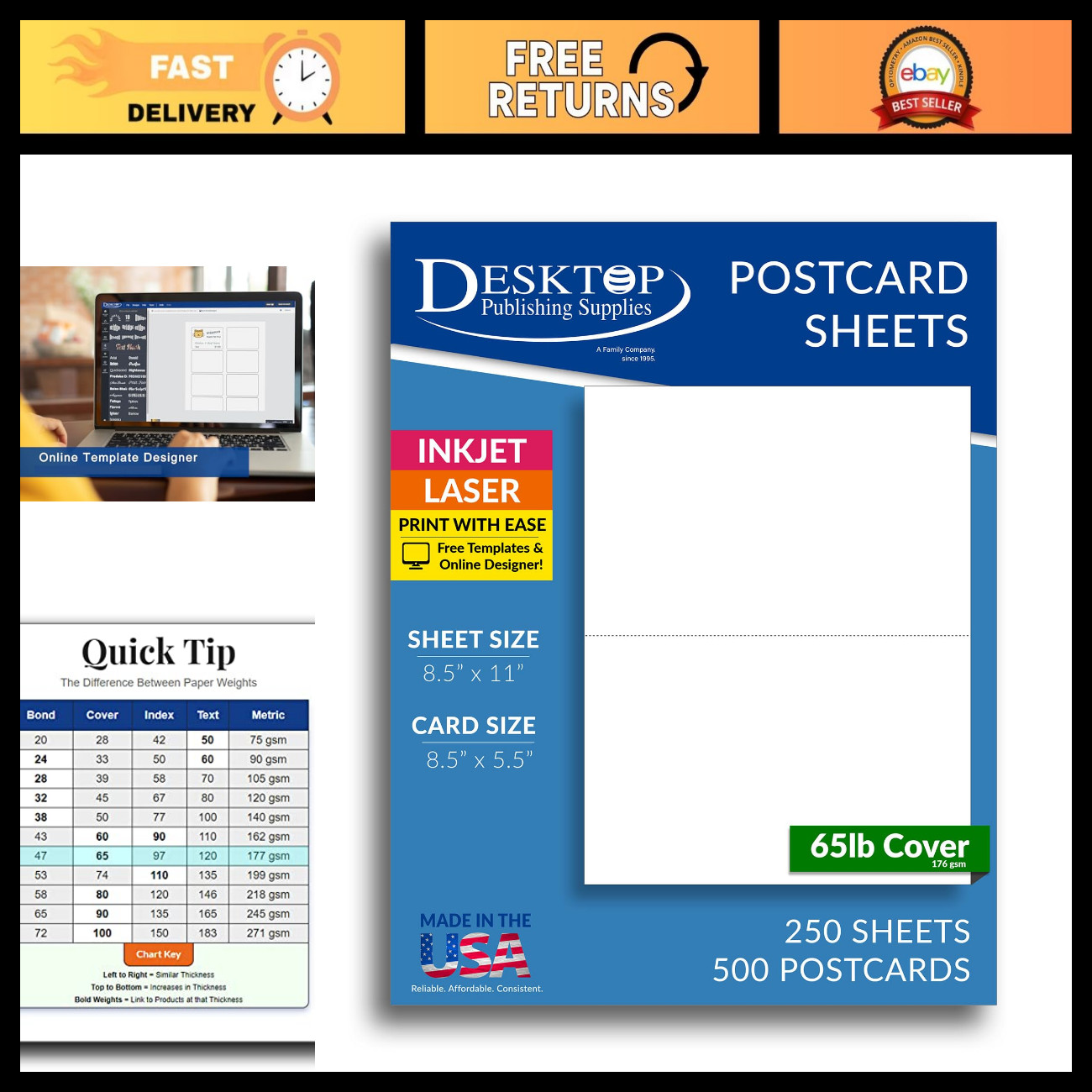 Jumbo White Postcards 5.5