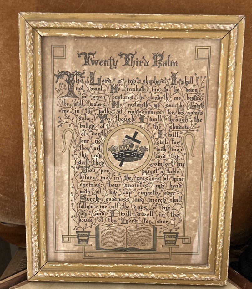 Vintage Tom Russell “Twenty Third Psalm” Print Thomas W. Russell , GoldtoneFrame
