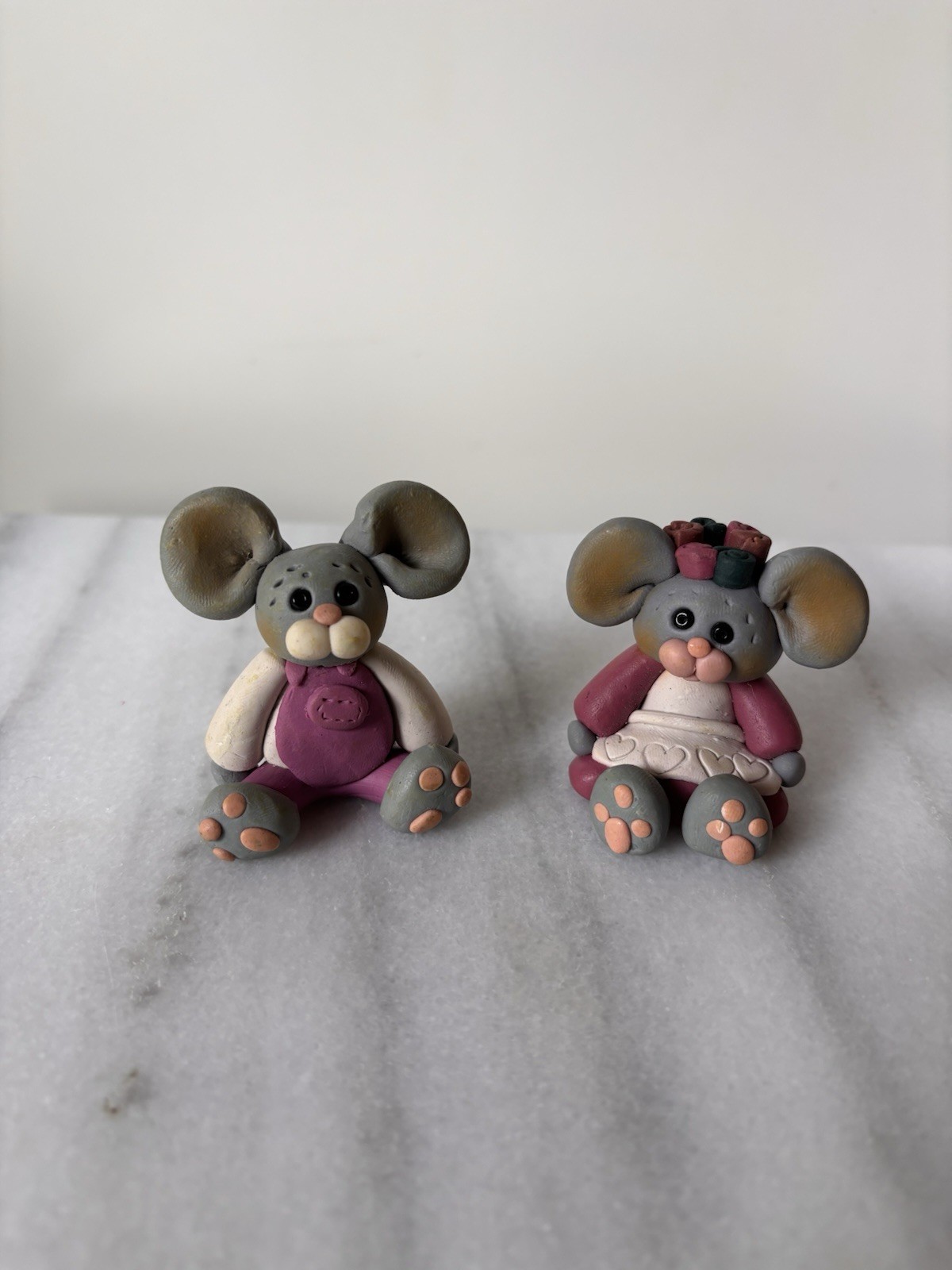 Vintage 1994 Suzi Skoglund Little Blessings Mice Clay Figurines Lot Of 2