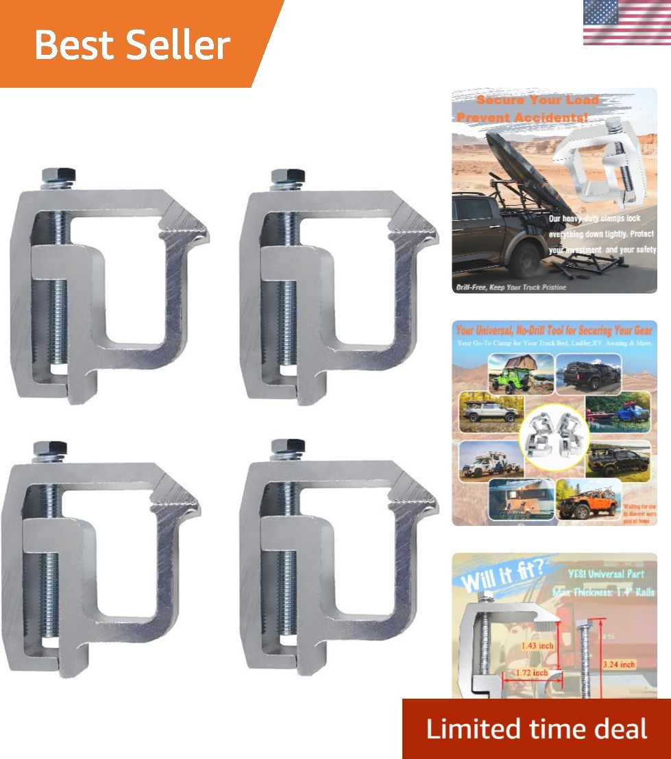 Truck Cap Clamps Aluminum Silver Replacement for Chevy Ram Ford 4Pcs