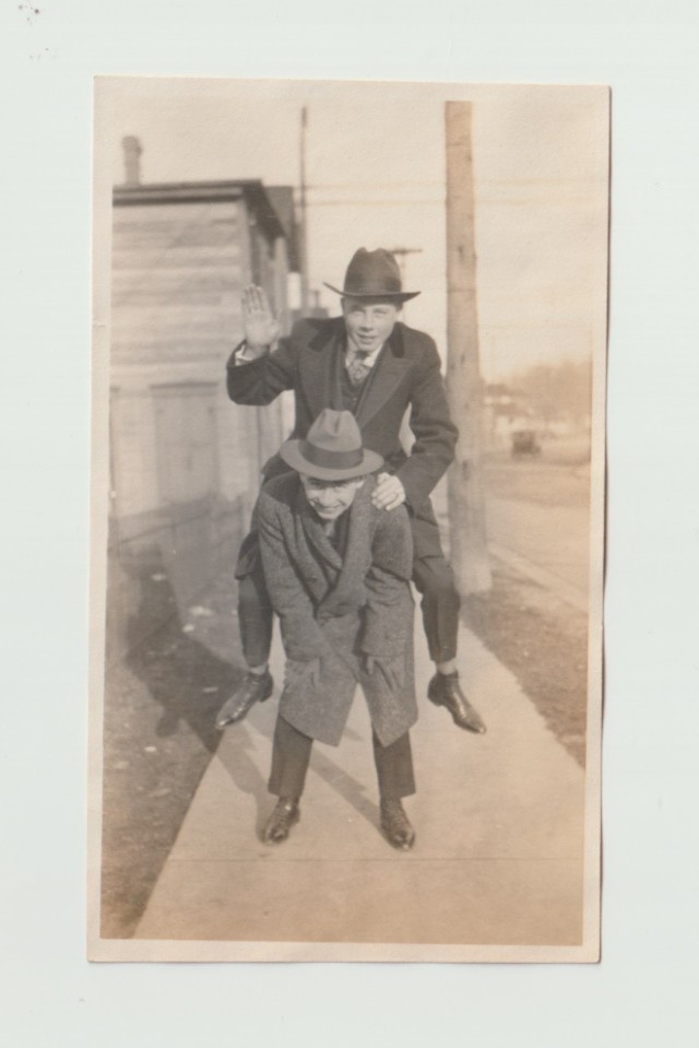 c.1930s Photo Handsome Young Men Piggy Back Goofing Off Affectionate Gay Int