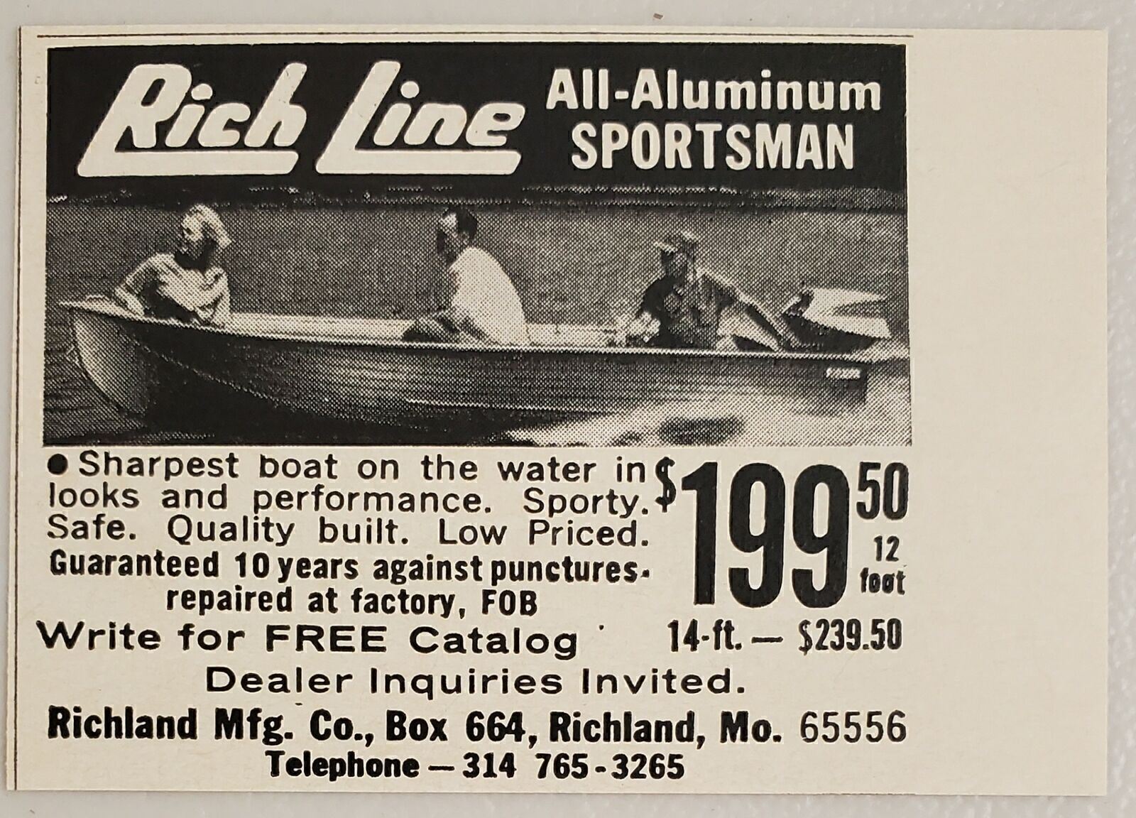 1968 Print Ad Rich Line All Aluminum Sportsman Boats Richland,Missouri