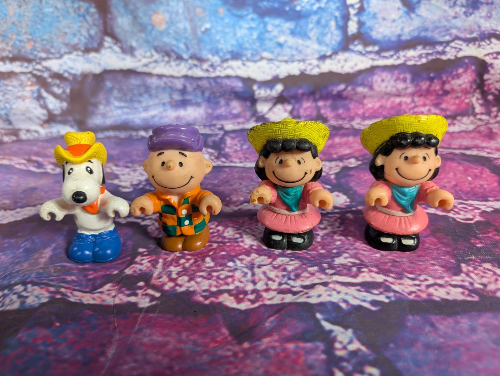 4 Vtg Snoopy Sailor Peanuts Figurine United Feature 1958 1966 PVC Charlie Lucy