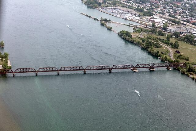 Photo:Buffalo New York 2000s Aerial Railroad Bridge Over River