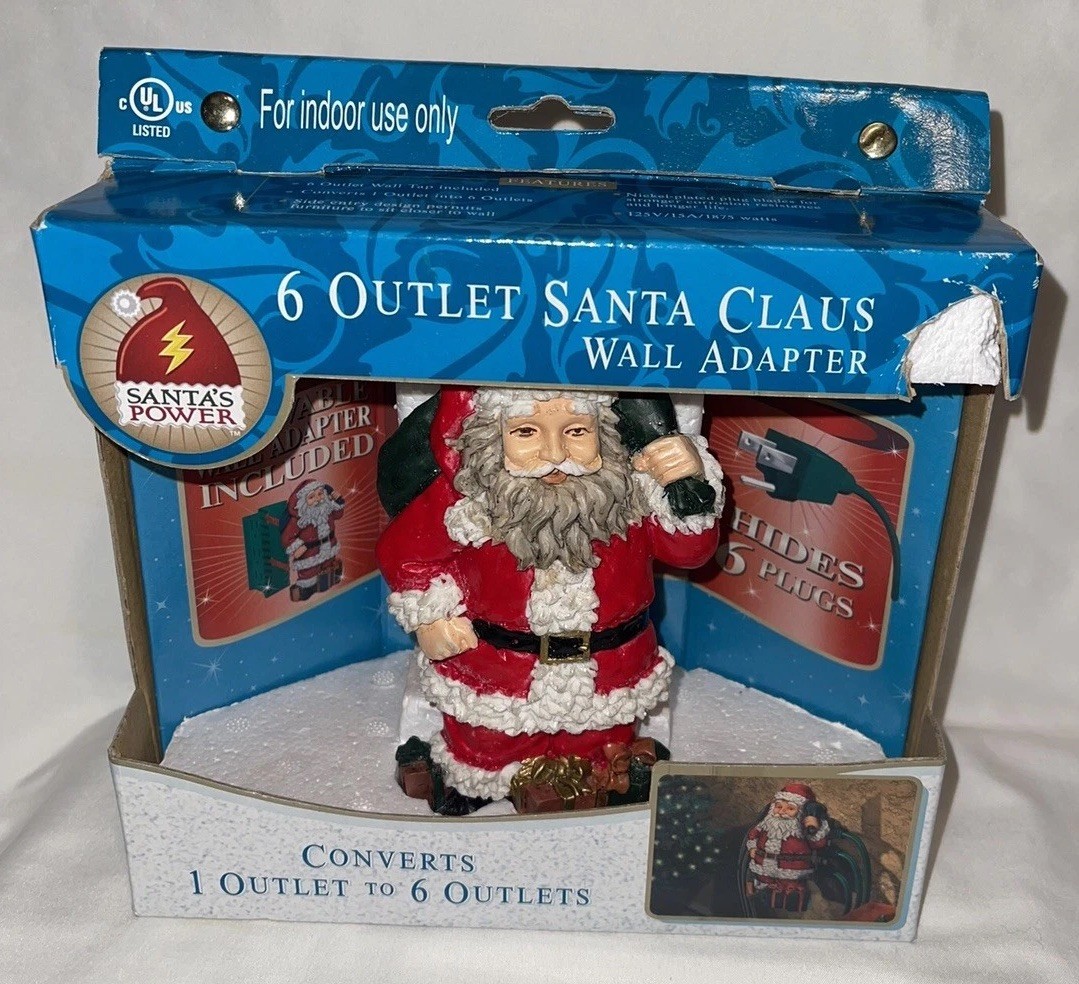 6 Outlet Santa Claus Wall Adapter Plug New In Box 
